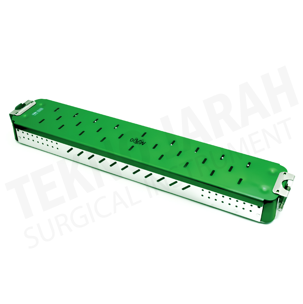 sterile-container-45-8-4cm-green- کانتینر ابزار آلومینیوم (دیش جراحی )سایز DAYAN45*8.5*4cm رنگ سبز