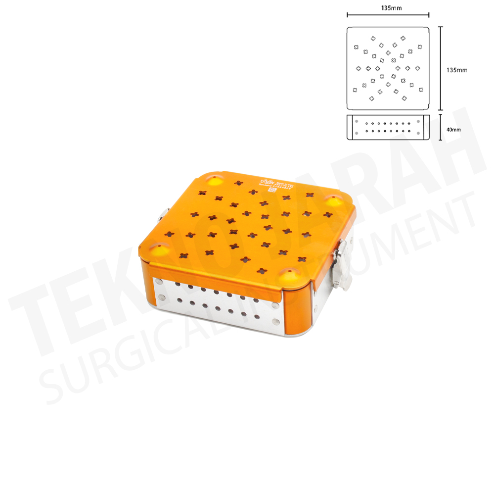 surgical-container-size-13.5-13.5-4cm کانتینر ابزار جراحی آلومینیومی DAYAN 13.5*13.5*4cm
